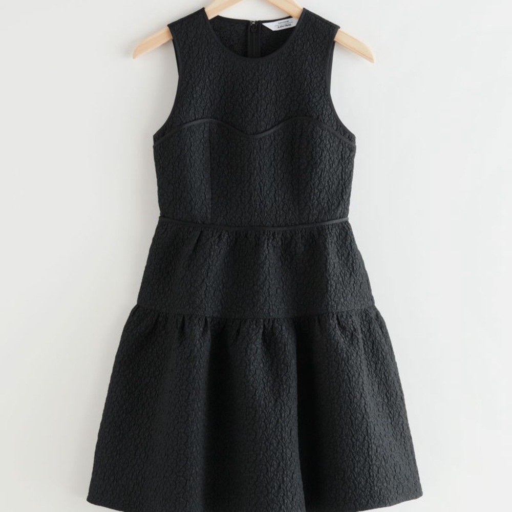 & OTHER STORIES black jacquard mini sleeveless dress NWT size 10